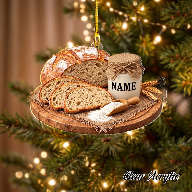 Personalized 3D Sourdough Bread Christmas Ornament, Custom Artisan Baker Gift, Sourdough Loaf Decor