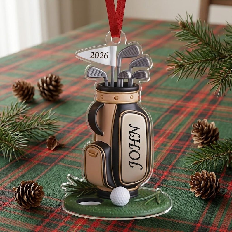 Personalized Golf Bag Christmas Ornament, Custom Golfer Keepsake 2026