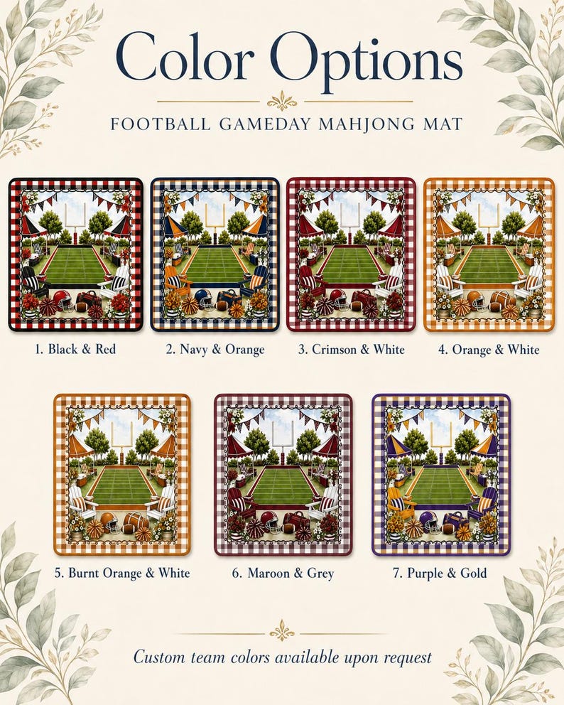 Football Mahjong Mat, Red White Sports Mahjong Mat, Game Table Mat, Football Fan Gift