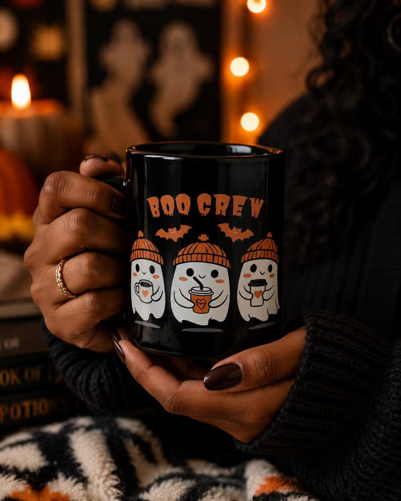 Boo Crew Ghost Mug, Cozy Halloween Coffee Cup