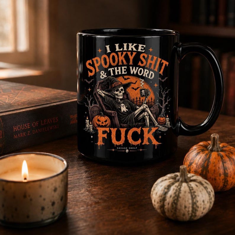 Spooky Shit & The Word Fuck Black Halloween Mug