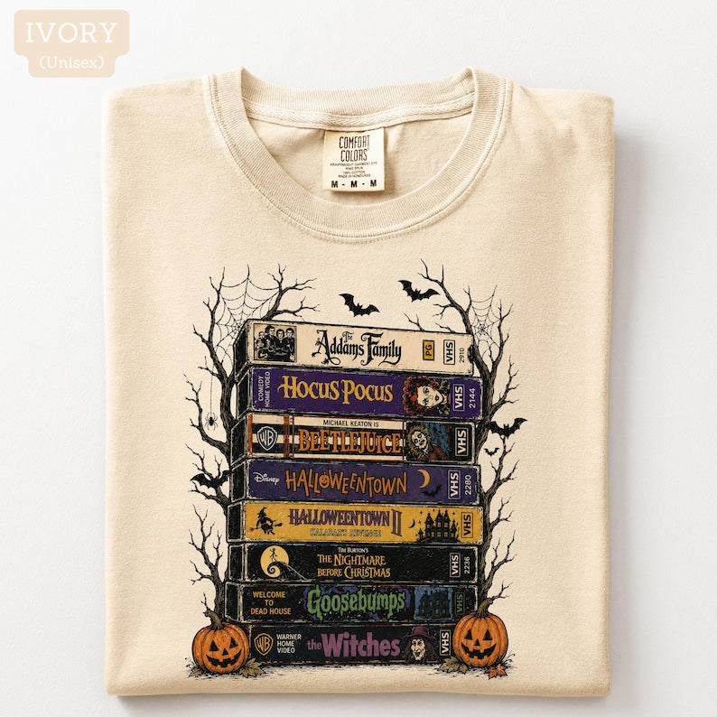 Vintage Halloween VHS Shirt, Retro Spooky Season Graphic Tee, 90s Scary Movie Halloween T-Shirt, Comfort Colors Funny Horror Shirt