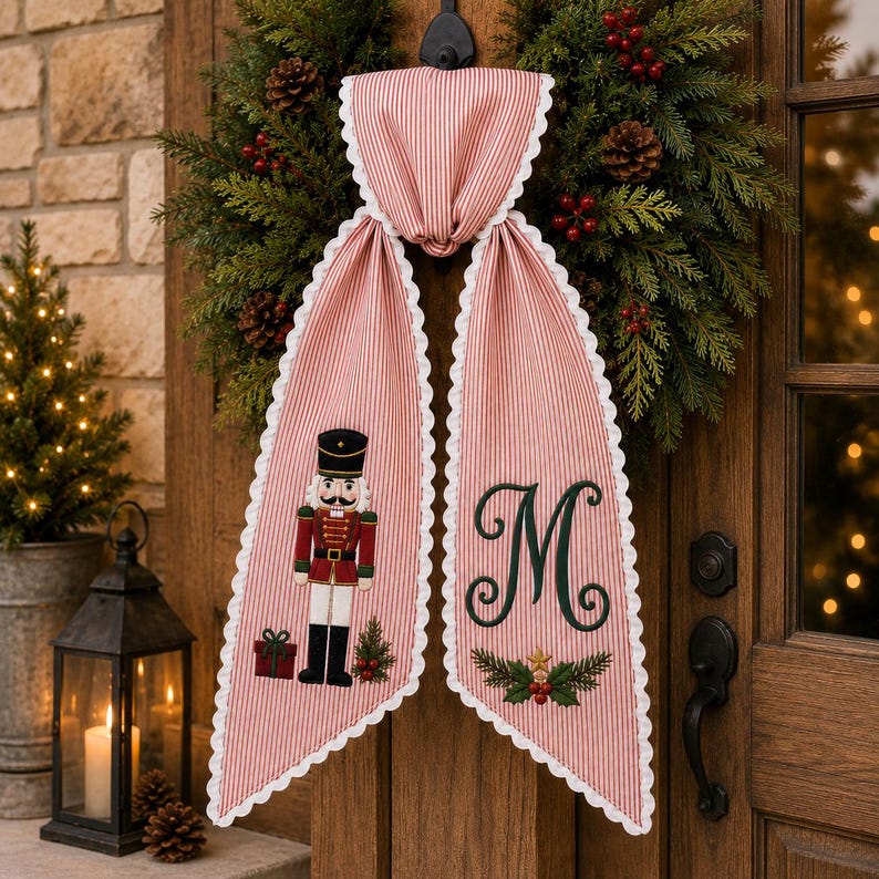 Personalized Christmas Sash, Embroidered Nutcracker Sash, Custom Monogram Holiday Sash, Christmas Accessory