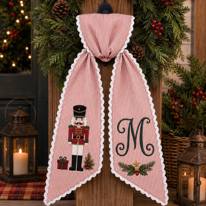 Personalized Christmas Sash, Embroidered Nutcracker Sash, Custom Monogram Holiday Sash, Christmas Accessory