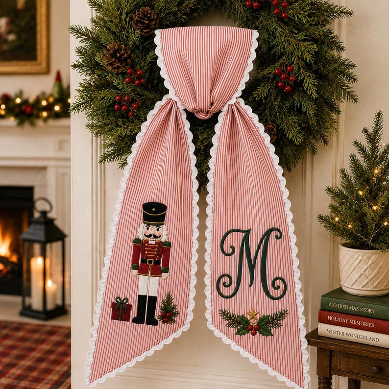 Personalized Christmas Sash, Embroidered Nutcracker Sash, Custom Monogram Holiday Sash, Christmas Accessory