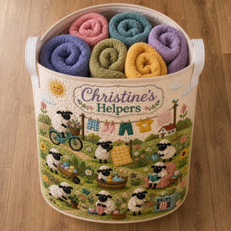 Custom Cozy Sheep Quilted Laundry Basket, Vintage Quilt Laundry Basket, Floral Laundry Basket, Nautical Nursery Hamper
