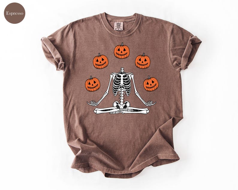 Comfort Colors® Skeleton Halloween Shirt, Pumpkin Shirt, Fall Tshirt Spooky Season TShirt, Fall Shirts for Women