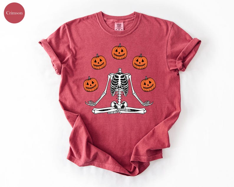 Comfort Colors® Skeleton Halloween Shirt, Pumpkin Shirt, Fall Tshirt Spooky Season TShirt, Fall Shirts for Women