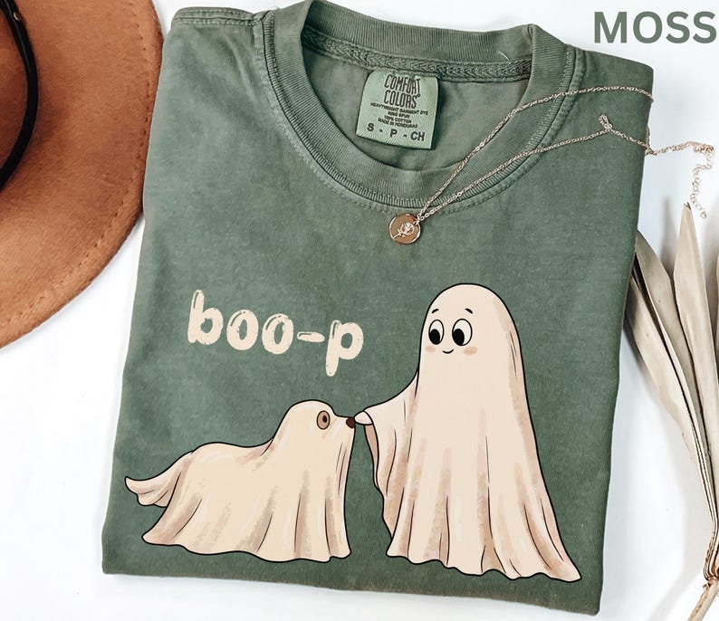 Comfort Colors Boo-P Ghost Dog Shirt, Ghost T-Shirt, Halloween Boop Shirt, Spooky Season Tee, Dog Mom Shirt