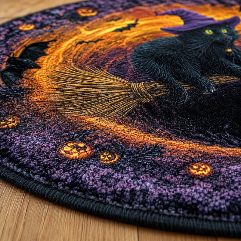 Spider 3D Illusion Round Rug, Halloween Black White Area Carpet, Spooky Web Tunnel Floor Mat, Gothic Halloween Decor