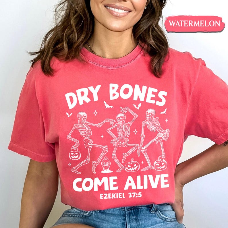 Christian Halloween Shirt: Dry Bones Come Alive Dancing Skeleton, Fall Jesus Shirts, Bible Verse Shirt, Scripture Shirt