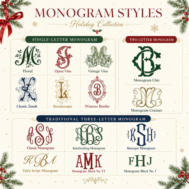 Embroidered Christmas Tree Wreath Sash, Personalize Monogram Christmas Deco, Christmas Scarf For Wreath