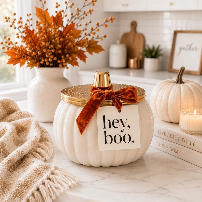 Pumpkin Candle, Fall Host Gift, Fall Candle Gift, Boo Basket, Harvest Basket Gift, Thanksgiving Decor, Scented Autumn Candle