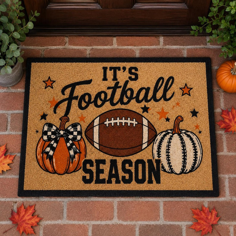 Football Season Coir Doormat, Fall Welcome Mat, Pumpkin Doormat, Game Day Decor, Autumn Welcome Mat
