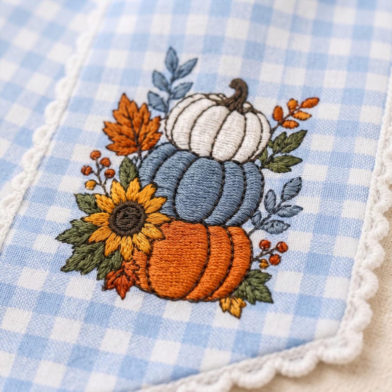 Custom Pumpkin Wreath Sash Bow, Personalized Monogram Fall Door Bow, Blue Stripe Autumn Wreath Decor, Farmhouse Thanksgiving
