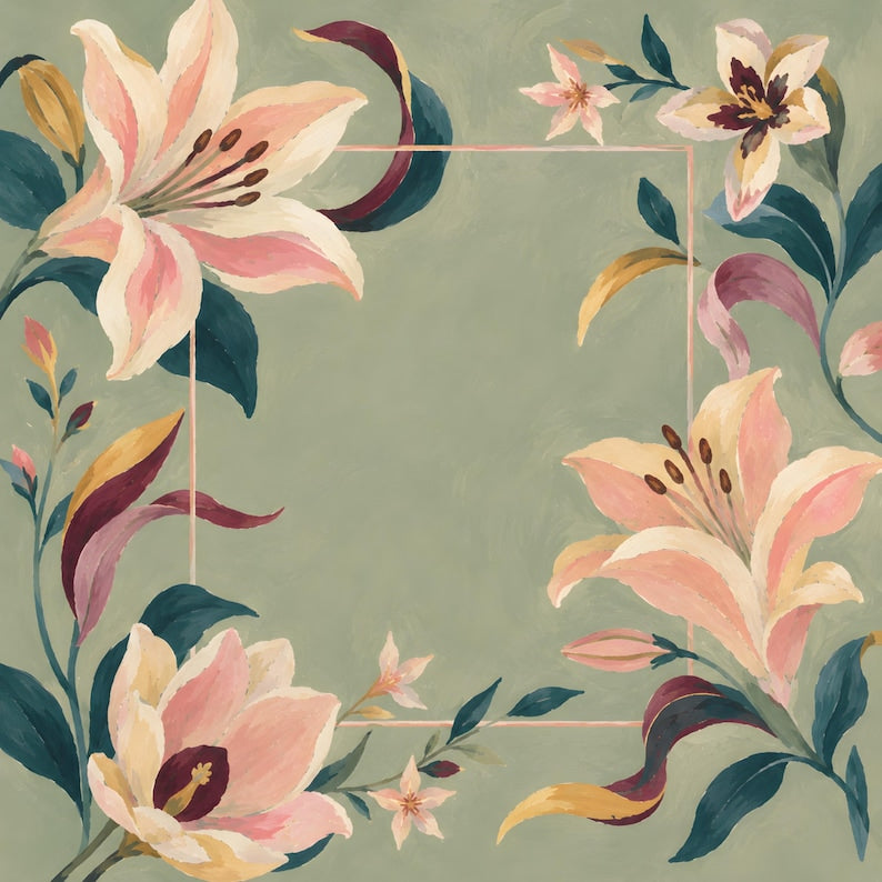 Sage Green Lily Mahjong Mat, American Mahjong Mat, Pink Floral Garden, Grandmillennial Botanical Mahjong Gift