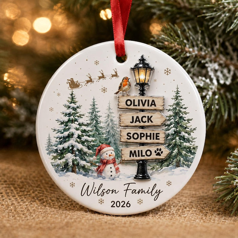 Personalized 3D Relief Ornament Family Christmas Ornament 2026, Custom Family of 4 5 with Pets