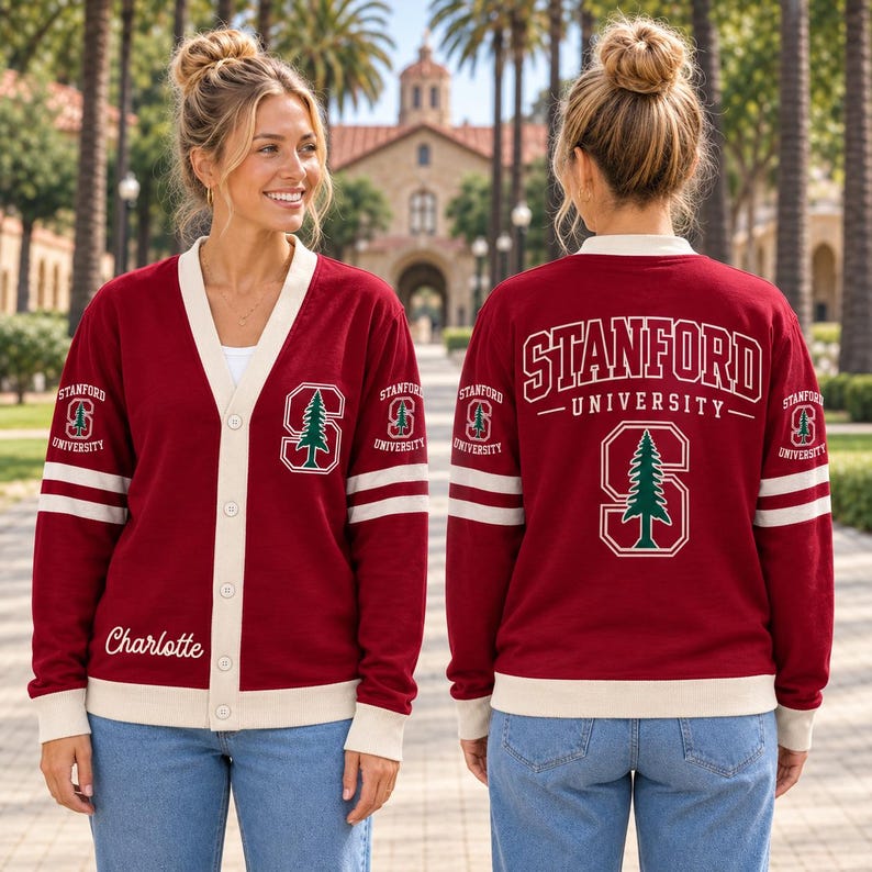 Personalized College Cardigan, Custom University Varsity Sweater, Campus Alumni Gift, Graduation Student Gift