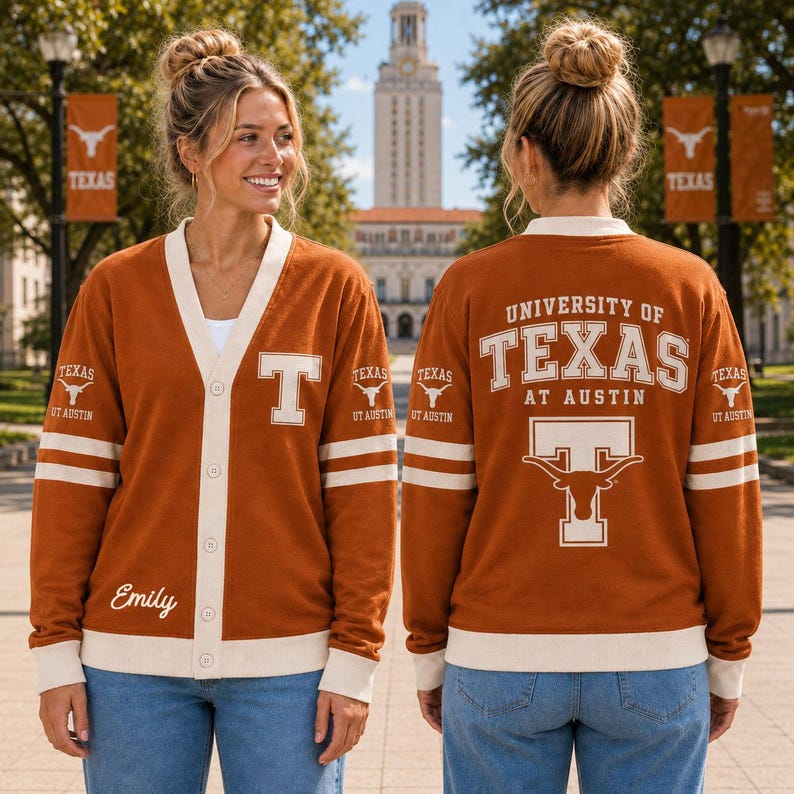 Personalized College Cardigan, Custom University Varsity Sweater, Campus Alumni Gift, Graduation Student Gift