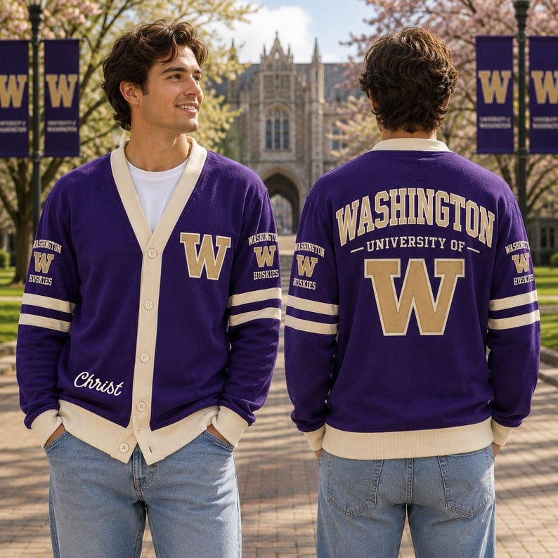 Personalized College Cardigan, Custom University Varsity Sweater, Campus Alumni Gift, Graduation Student Gift