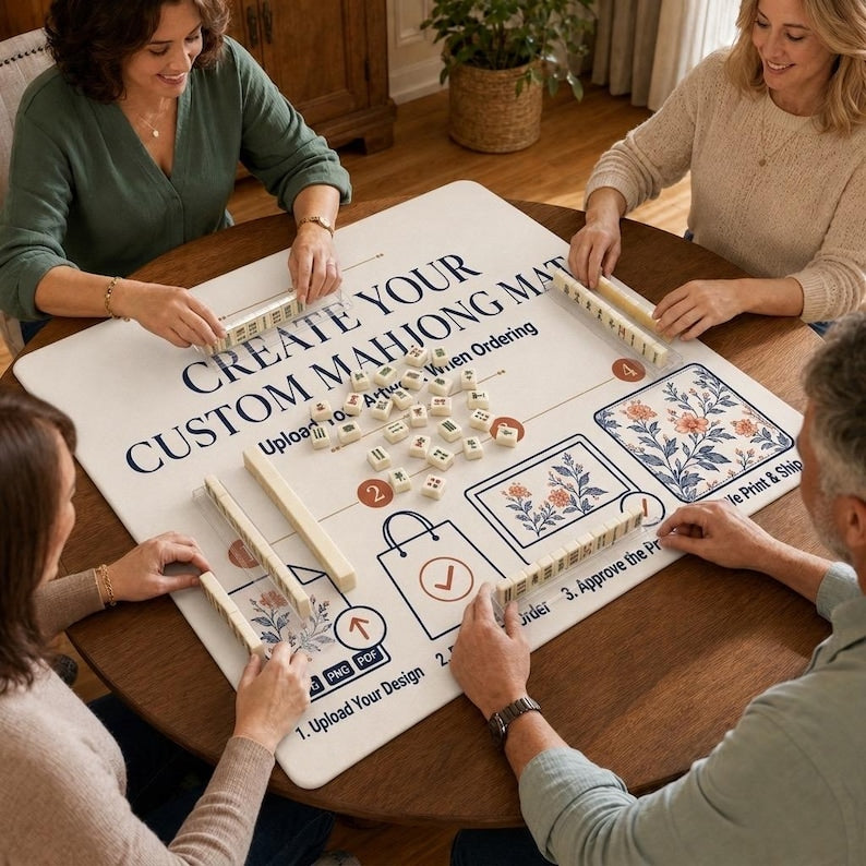 Custom Mahjong Mat, Personalized Printed Design, Upload Your Artwork