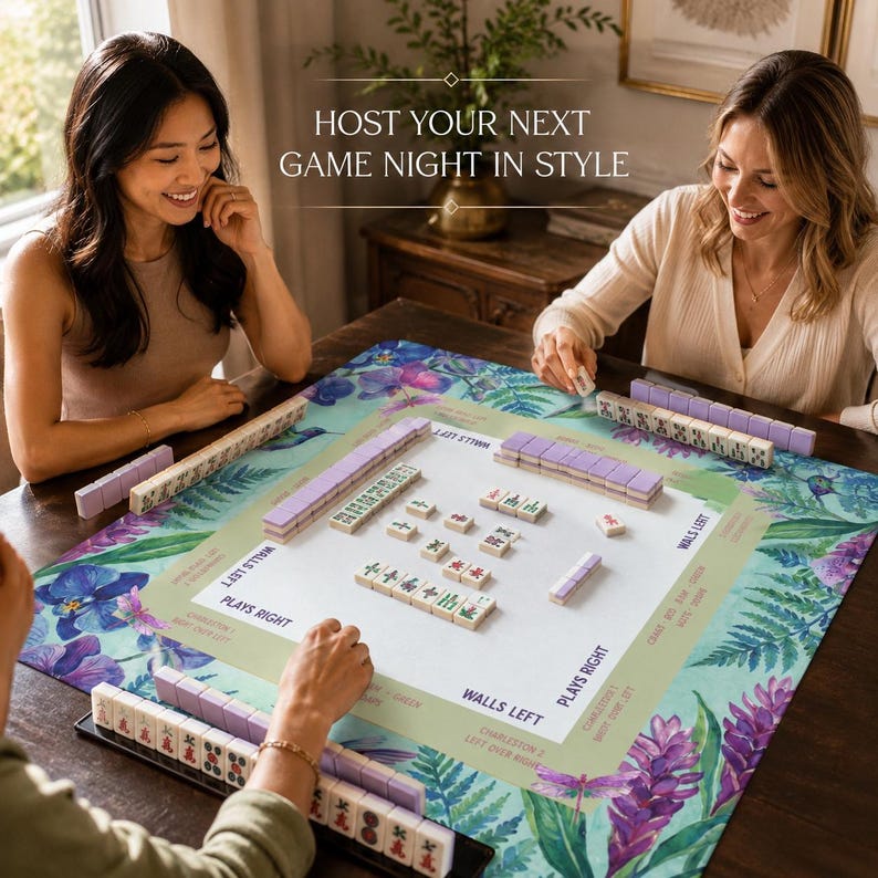 Purple Mahjong Mat, Lavender Mahjong Table Mat, Non Slip Game Mat for American Mahjong
