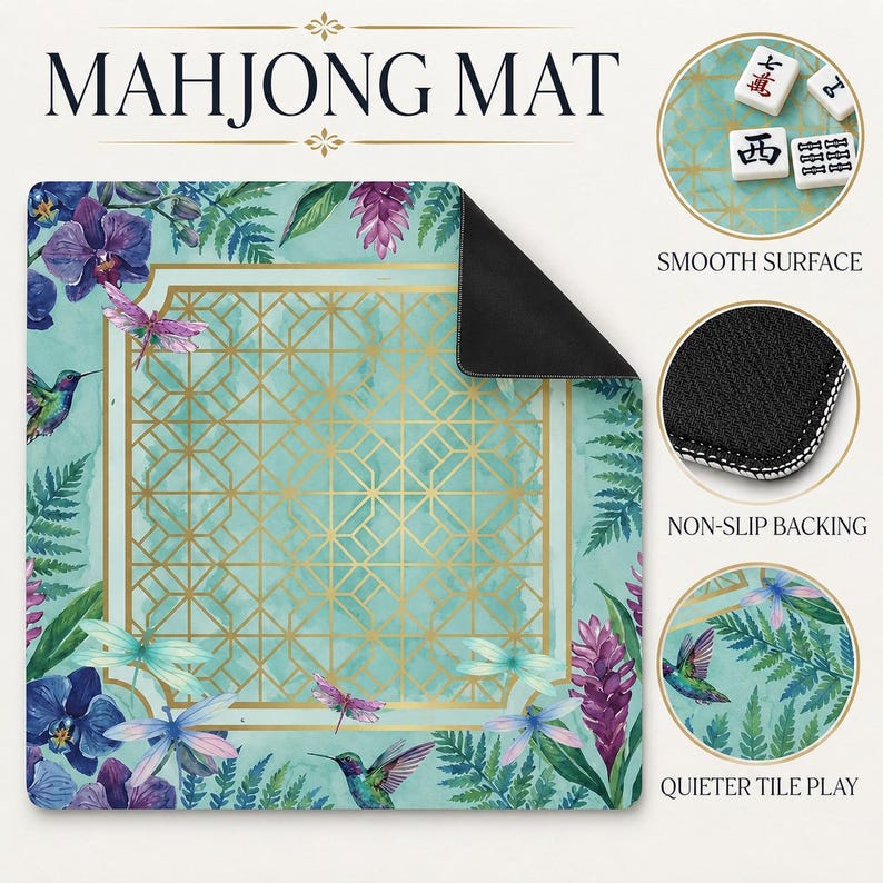 Purple Mahjong Mat, Lavender Mahjong Table Mat, Non Slip Game Mat for American Mahjong