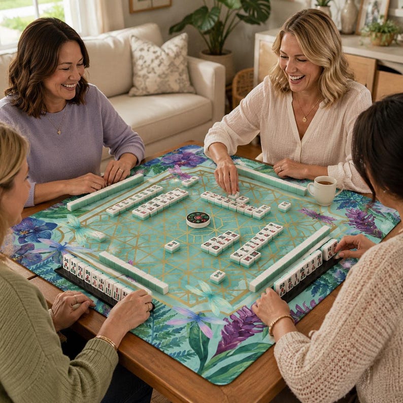 Purple Mahjong Mat, Lavender Mahjong Table Mat, Non Slip Game Mat for American Mahjong