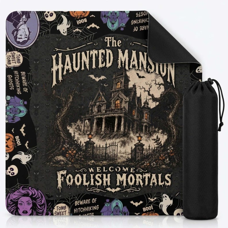 Haunted Mansion Halloween Mahjong Mat, Chinoiserie Grandmillennial Decor, American Mahjong Table Cover