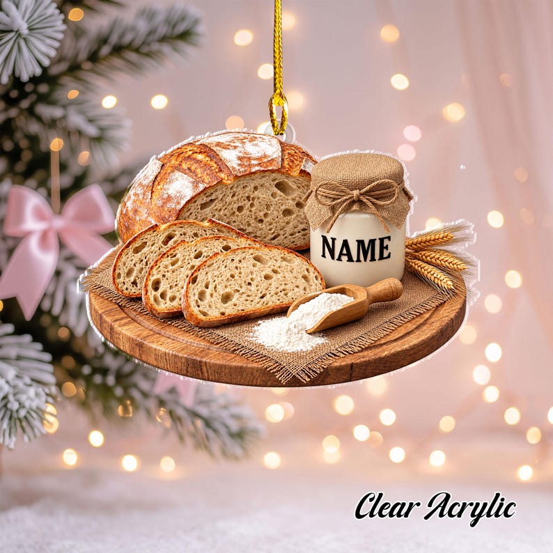 Personalized 3D Sourdough Bread Christmas Ornament, Custom Artisan Baker Gift, Sourdough Loaf Decor