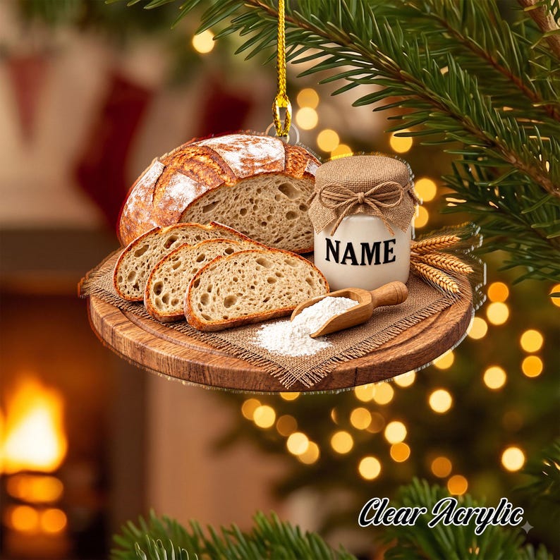 Personalized 3D Sourdough Bread Christmas Ornament, Custom Artisan Baker Gift, Sourdough Loaf Decor