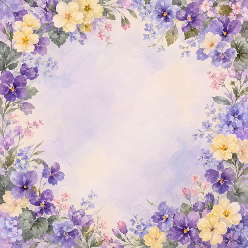 Violet Primrose Mahjong Mat, American Mahjong Mat, Purple Floral Garden, Birth Flower Mahjong Gift