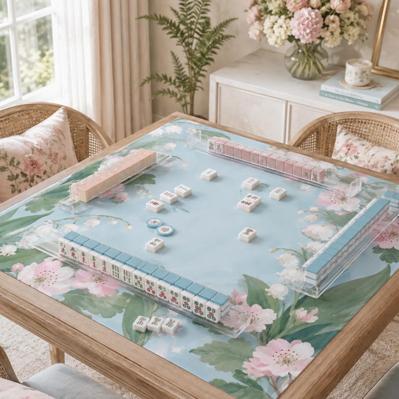 Lily of the Valley Mahjong Mat, Non Slip American Mahjong Table Cover, May Birth Flower Hawthorn Garden Game Night Gift