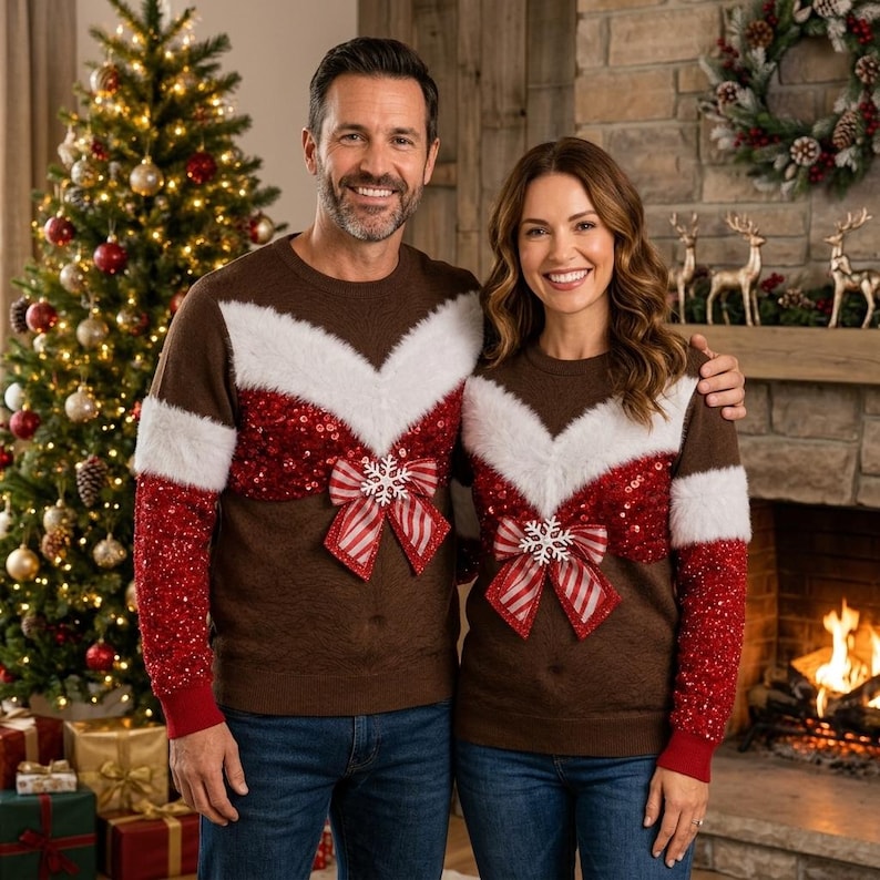 Funny Christmas Sweater Personalized Skin Tone, Ugly Christmas Sweater for Men Women, Holiday Party Gift