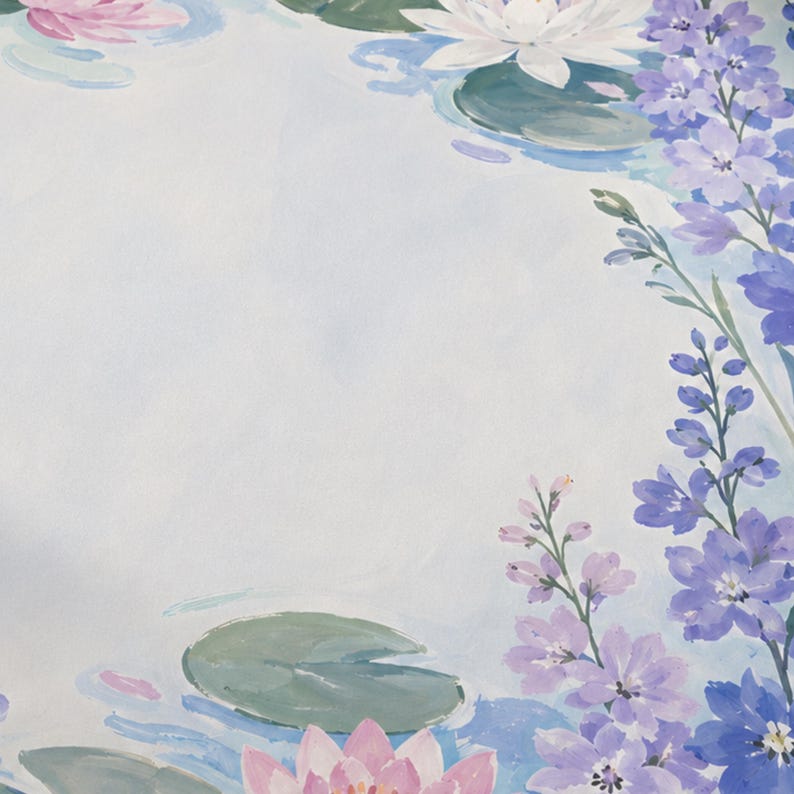 Larkspur Water Lily Mahjong Mat, American Mahjong Mat, July Birth Flower Garden, Blue Floral Mahjong Gift