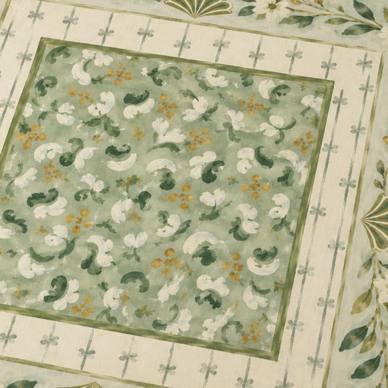Sage Green Folk Floral Mahjong Mat, American Mahjong Mat, Vintage Botanical Garden, Grandmillennial Mahjong Gift