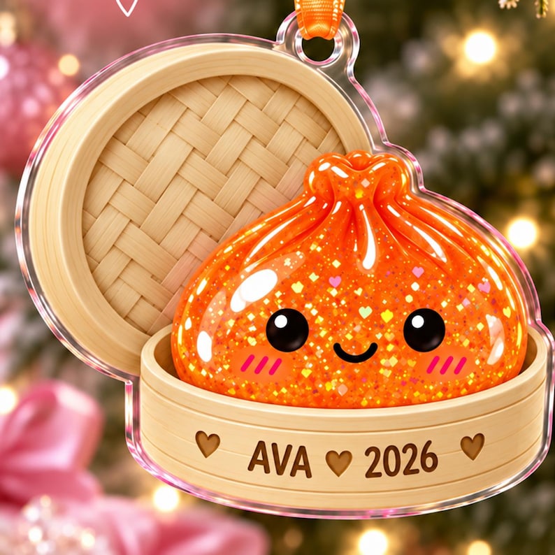 Squishy Ornament, Custom Name Dumpling Ornament, Cute Squishy Lover Gift, Kids Keepsake