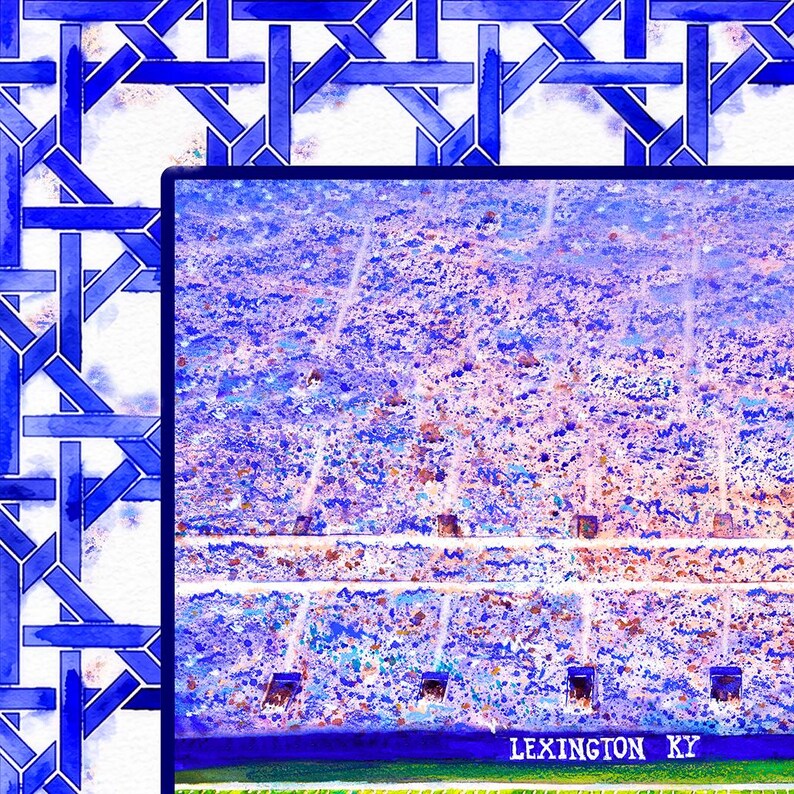 Blue & White Football Stadium Mahjong Mat, Watercolor Game Day Table Cover, American Mahjong Playmat