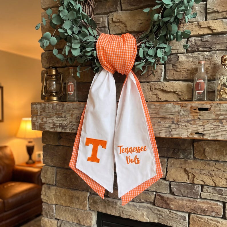 Custom Layered Team Football Wreath Sash, College Football Tailgate Ribbon, University Sash, Custom House Divided Layered Team