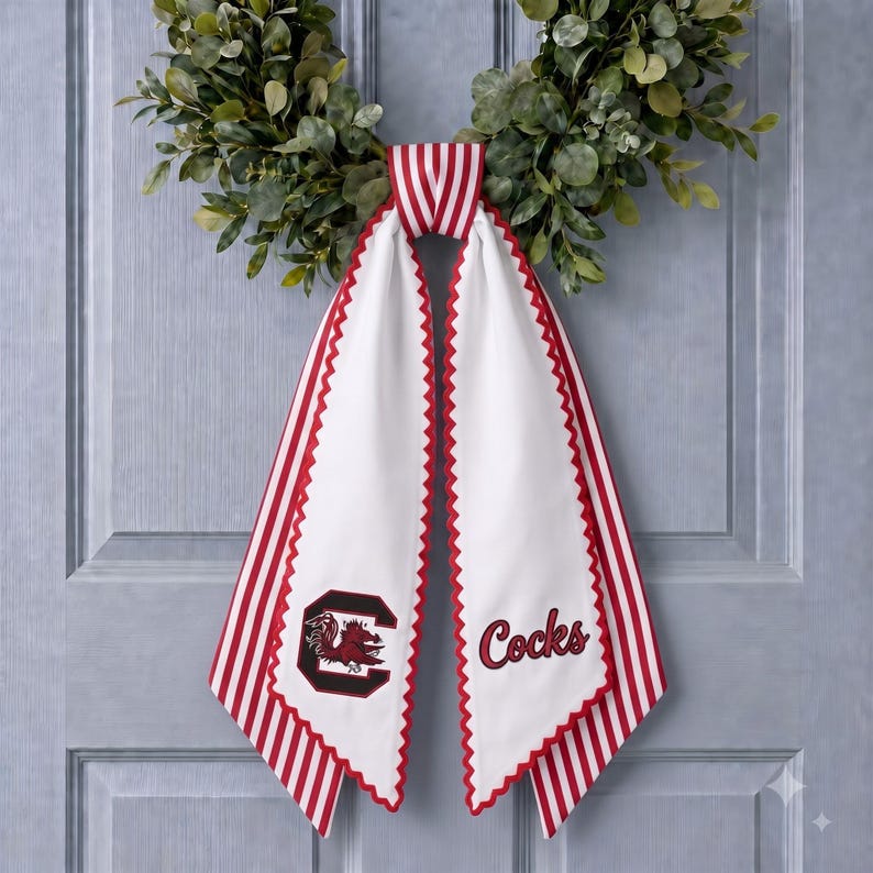 Custom Layered Team Football Wreath Sash, College Football Tailgate Ribbon, University Sash, Custom House Divided Layered Team