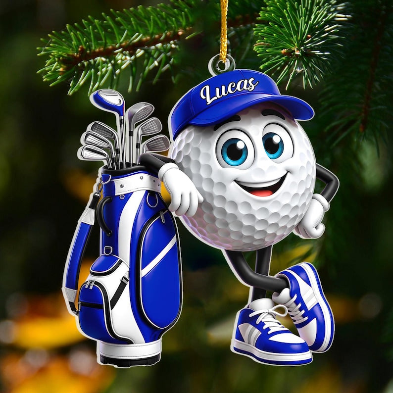 Golf Is My Happy Place, Personalized Golf Ornament, Custom Name Golf Lover Christmas Gift, Acrylic Xmas Tree Decor
