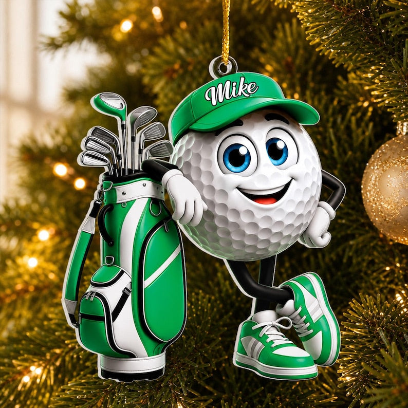 Golf Is My Happy Place, Personalized Golf Ornament, Custom Name Golf Lover Christmas Gift, Acrylic Xmas Tree Decor