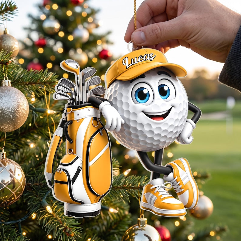 Golf Is My Happy Place, Personalized Golf Ornament, Custom Name Golf Lover Christmas Gift, Acrylic Xmas Tree Decor