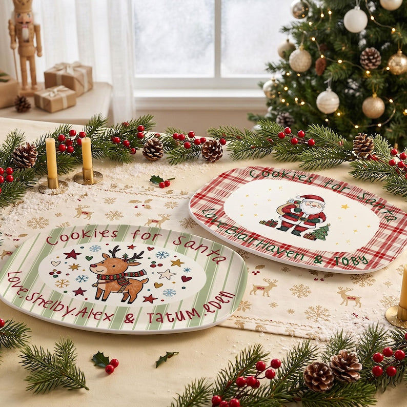 Christmas Eve Custom Serving Platter, Personalized Family Names, Festive Dinner Plate, Family Christmas Tradition Keepsake