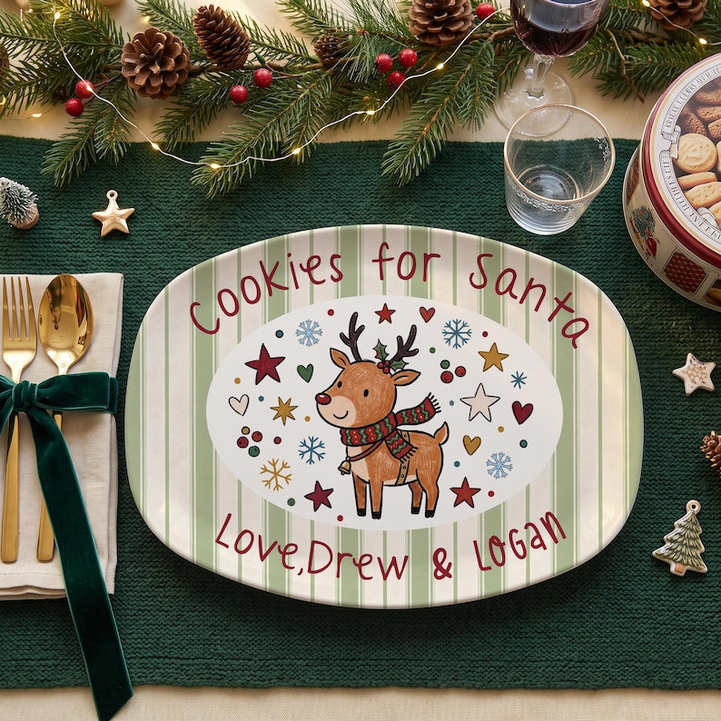 Christmas Eve Custom Serving Platter, Personalized Family Names, Festive Dinner Plate, Family Christmas Tradition Keepsake