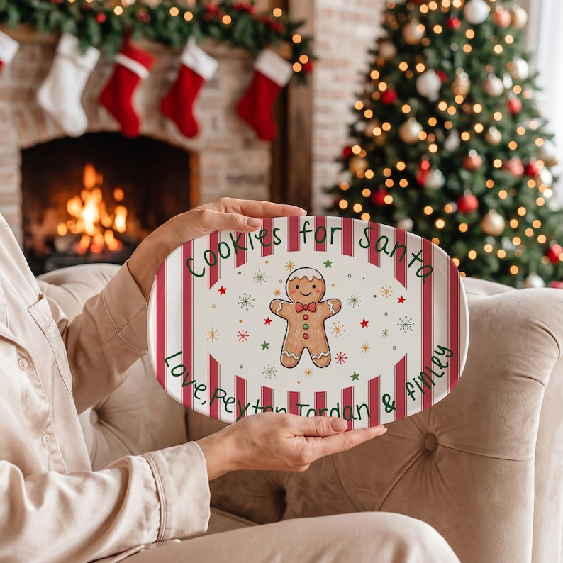 Christmas Eve Custom Serving Platter, Personalized Family Names, Festive Dinner Plate, Family Christmas Tradition Keepsake