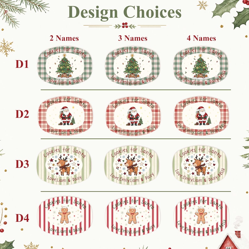 Personalized Cookies For Santa Platter, Custom Names Christmas Serving Plate, Holiday Dinner Platter, Family Christmas Keepsake