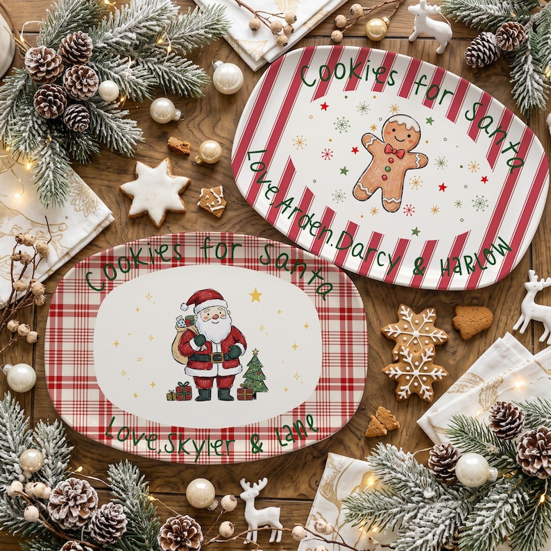 Christmas Eve Custom Serving Platter, Personalized Family Names, Festive Dinner Plate, Family Christmas Tradition Keepsake