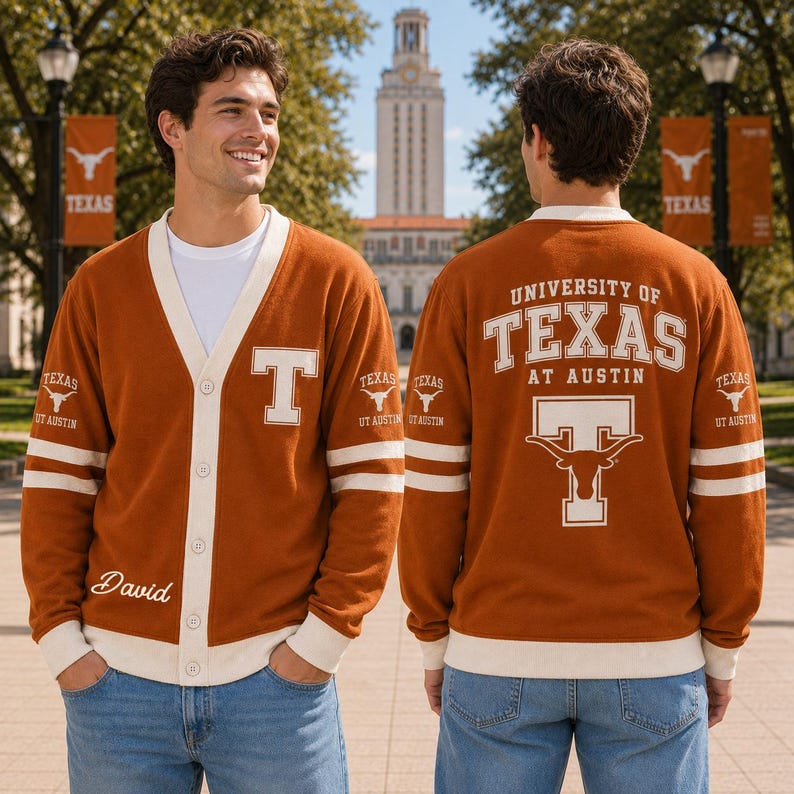 Personalized College Cardigan, Custom University Varsity Sweater, Campus Alumni Gift, Graduation Student Gift