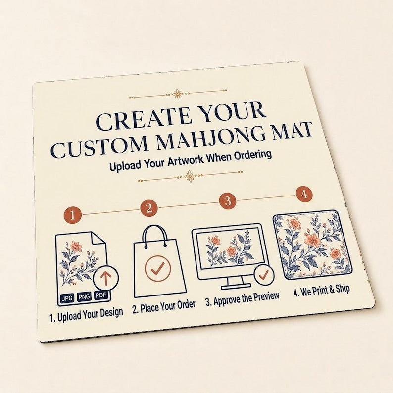 Custom Mahjong Mat, Personalized Printed Design, Upload Your Artwork